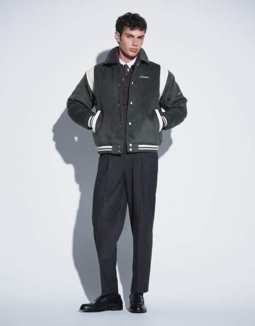 Prohibited – Przygaszona zielona kurtka w uczelnianym stylu, 4 z 5