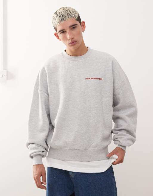Prohibited - Pull oversize coupe carrée à logo - Gris, 3 de 5