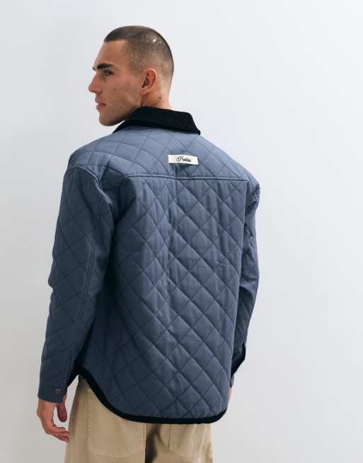 Prohibited quilted jacket with contrast collar in ash blue, 5 of 5