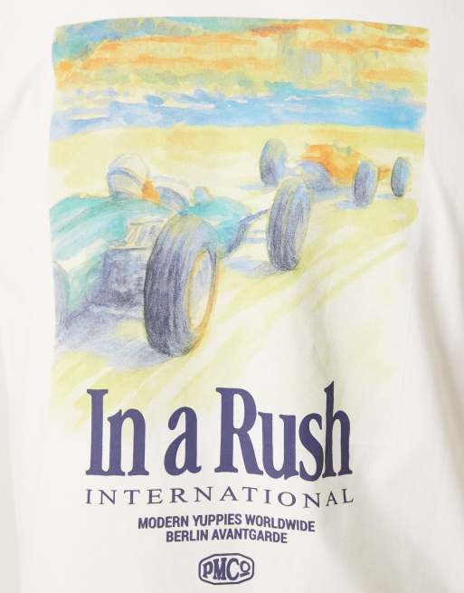 Prohibited - Råhvid T-shirt med grafisk racerprint på ryggen, 5 af 5