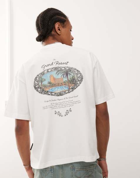 Prohibited - Råhvid T-shirt med 'Grand'- og poolgrafik - view 1