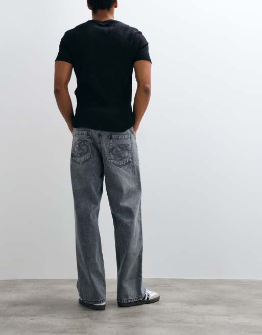 Prohibited relaxed fit jeans in washed grey, 3 of 5