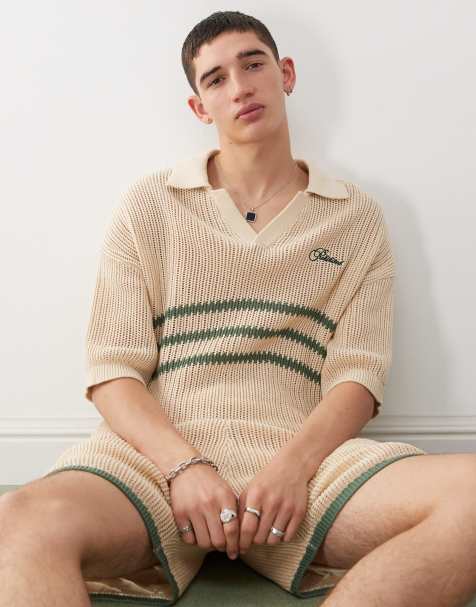 Prohibited resort knitted polo co-ord in green - view 1