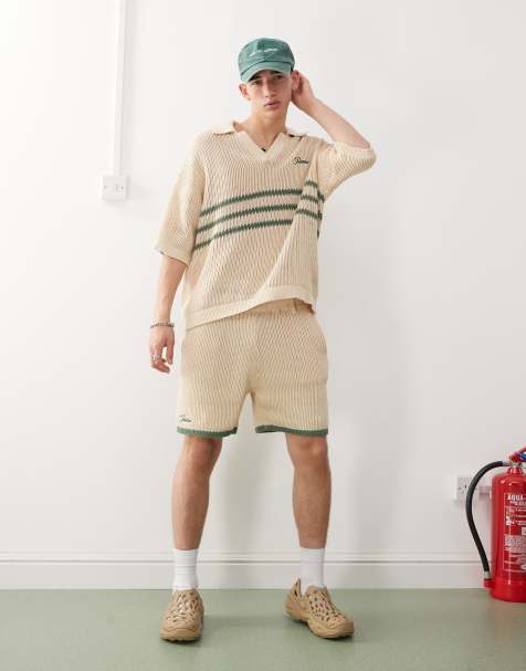 Prohibited resort knitted shorts co-ord in green - view 1