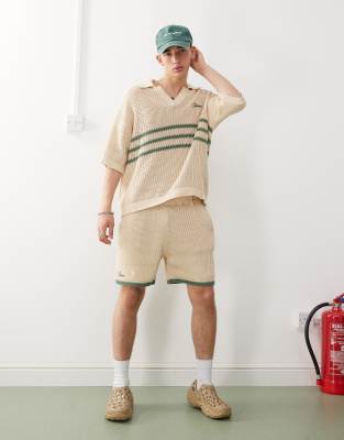 resort knitted shorts in green - part of a set-Multi