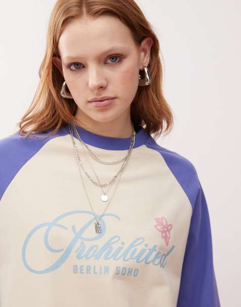 Prohibited Rosi raglan vintage T-shirt in blue - view 1