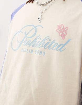 Prohibited Rosi Raglan Vintage T-shirt In Blue