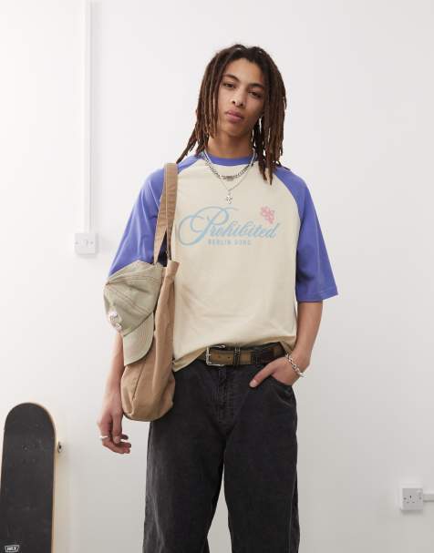 Prohibited rosi raglan vintage t-shirt in blue