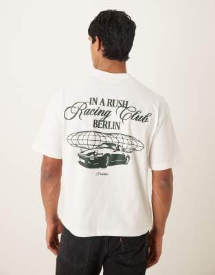 Rush - T-Shirt in Wollweiß mit Grafikprint am Rücken Weiß S