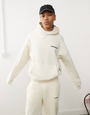 Prohibited Script Logo Back Hoodie In Cream 