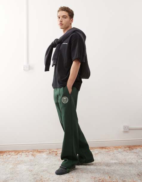 Prohibited seam detail sweat straight leg jogger in green - view 1