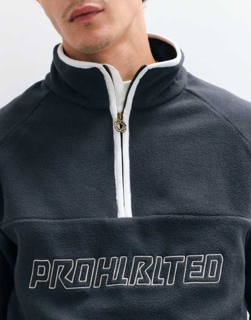 Prohibited ski club sweat polaire à quart de zip gris foncé, 3 de 5