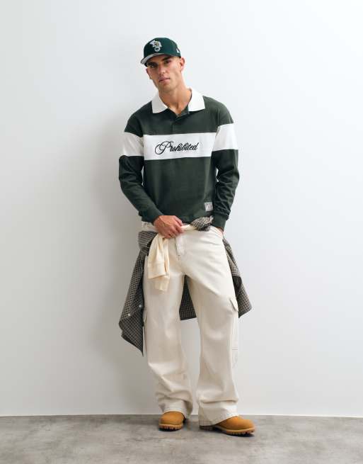 Prohibited – Skogsgrön pikétröja med långa ärmar, 2 av 5