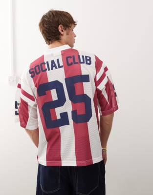 soccer striped shirt in red-Multi