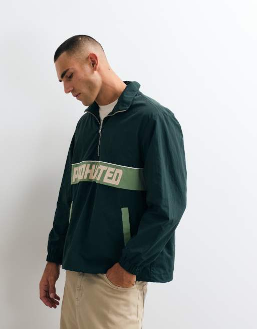 Prohibited soft touch windbreaker jacket in bottle green, 5 of 5