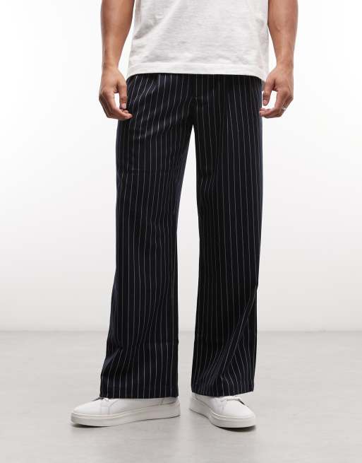 Prohibited - Soho - Geplooide broek met krijtstreep in vintage marineblauw, 1 van 5