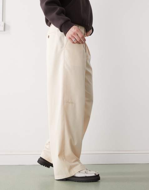 Prohibited soho pleated vintage pants in cream 