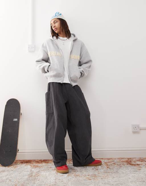 Prohibited soho logo zip hoodie in gray | ASOS