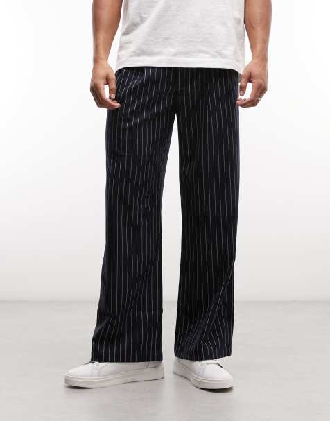 Prohibited soho pleated pinstripe vintage pants in navy