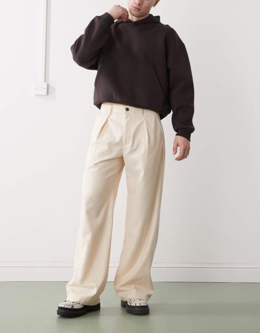 Prohibited Soho pleated vintage pants in cream | ASOS