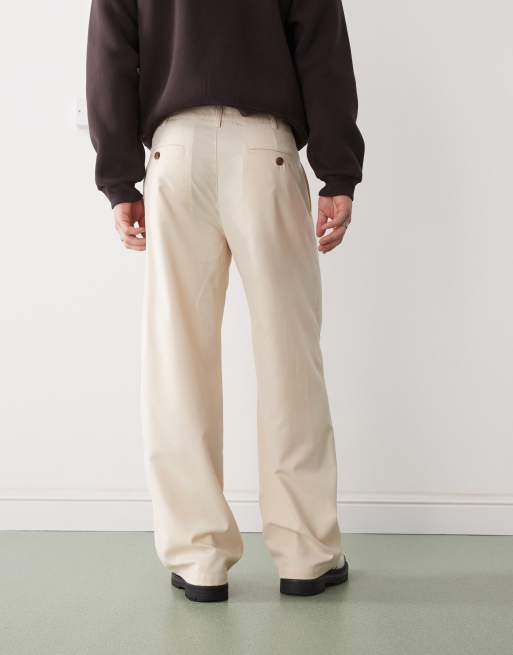 Prohibited Soho pleated vintage pants in cream 