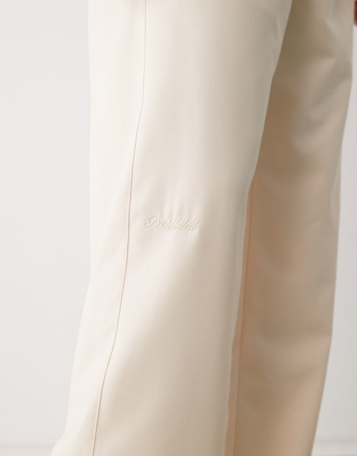 Prohibited Soho pleated vintage pants in cream 