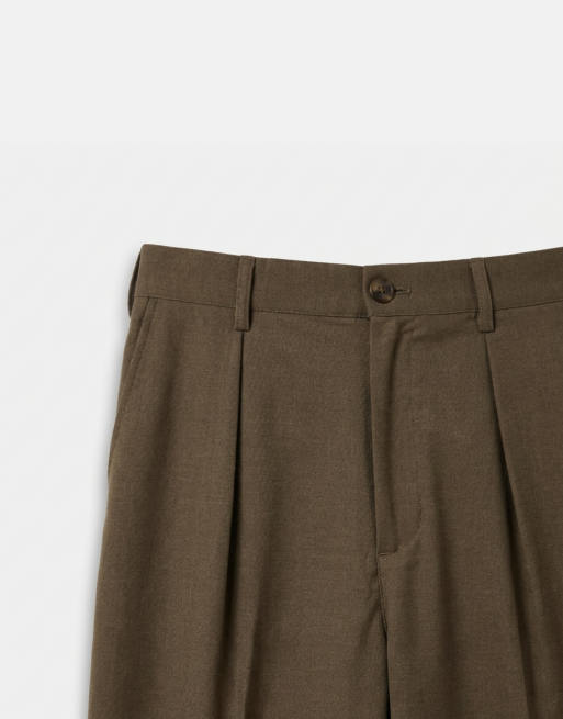 Prohibited soho pleated vintage pants in khaki, 8 of 9