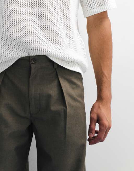 Prohibited – Soho – Vintage-Hose in Khaki mit Bundfalten, 2 von 7