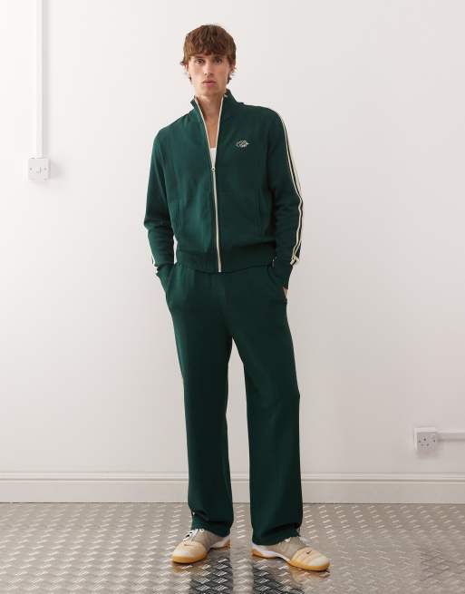 Prohibited straight fit logo knit track jacket & sweatpants set in green