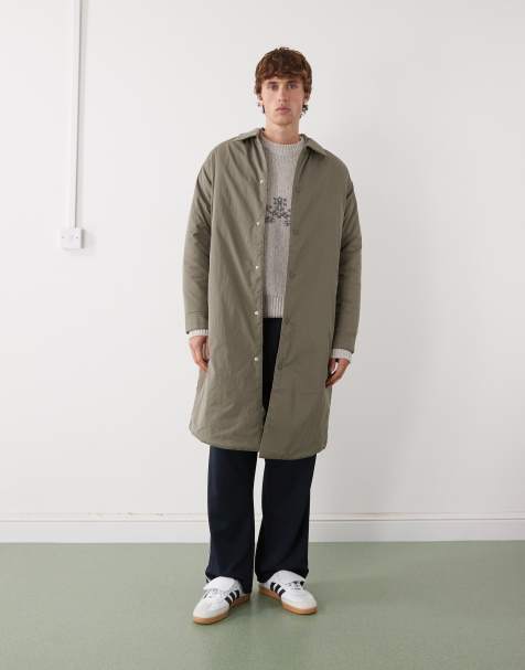 Prohibited straight fit mid length  trench coat in khaki - view 1