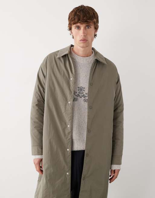 Prohibited straight fit mid length  trench coat in khaki, 2 of 5