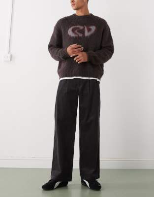 Prohibited Straight Leg Double Pleated Baggy Pants In Gray