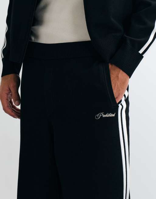Prohibited straight leg varsity knit trackies in black (part of a set), 3 of 5