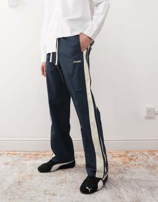 stripe trackpants in navy