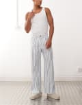 [Prohibited] Prohibited striped linen blend pants in blue-Multi W30 Multi