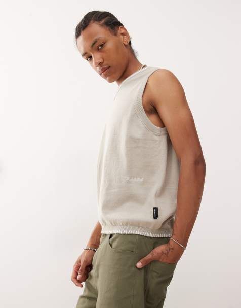 Prohibited knitted vest in grey