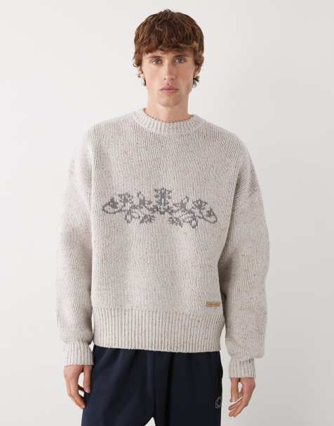 Prohibited oversized sprout logo knit jumper in grey
