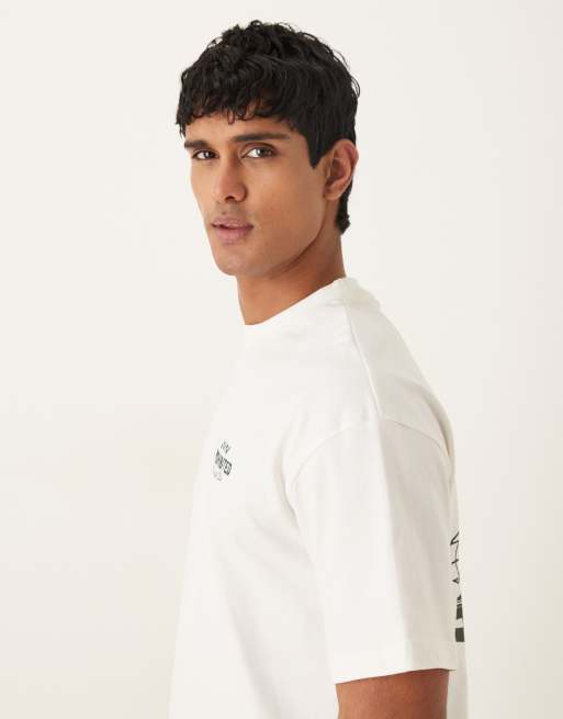 Prohibited - T-shirt bianco sporco con stampa grafica Rush sul retro, 4 di 5