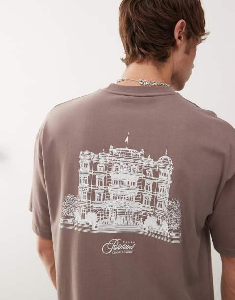 Prohibited – T-Shirt in Braun mit „Grand Resort“-Print - view 1