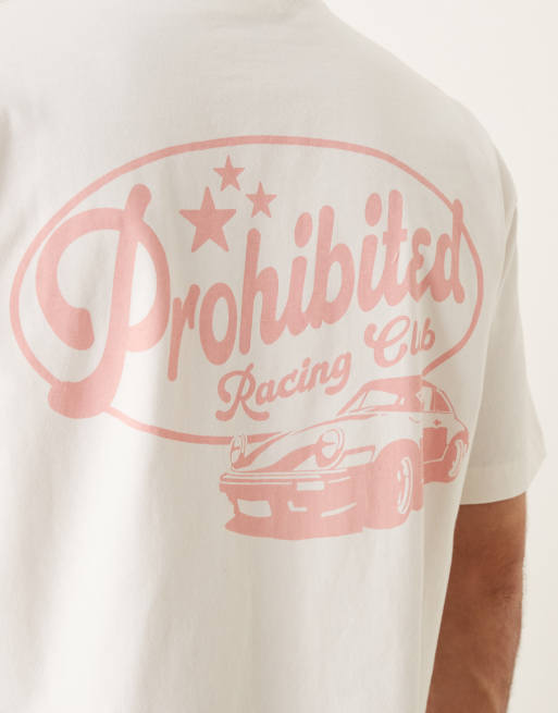 Prohibited - T-shirt met grafische Racing Club-print op de achterkant in wit, 5 van 5