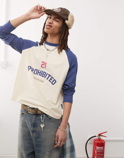 Prohibited - T-shirt met lange mouwen en logo in marineblauw, 3 van 4