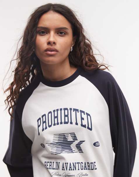 Prohibited t-shirt raglan a maniche lunghe avanguardista in bianco sporco - view 1