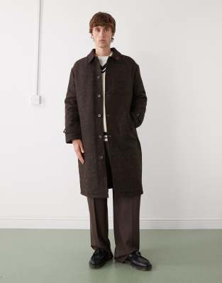 Prohibited - Trench-coat oversize mi-long en laine mélangée 520 g/m² - Marron-Brown