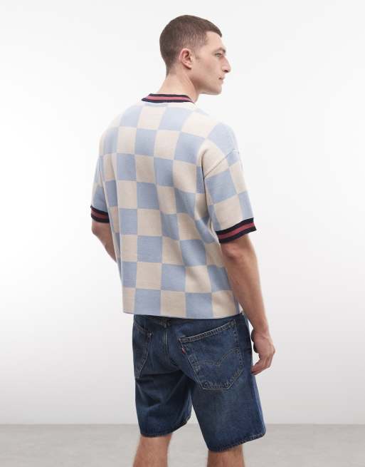 Prohibited victory knitted short sleeve jumper in blue, 3 of 5