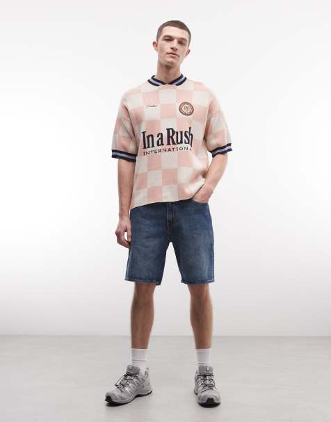 Prohibited victory knitted short sleeve jumper in pink