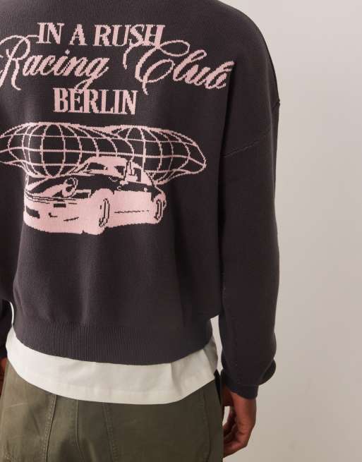 Prohibited Vortex knitted crew neck jumper in brown, 5 of 5