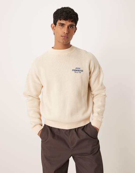 Prohibited – Vortex – Strickpullover in Cremeweiß mit Rundhalsausschnitt, 3 von 5