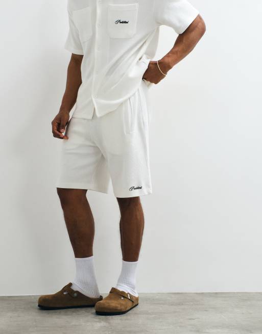Prohibited waffle shorts co-ord in off white, 4 of 5
