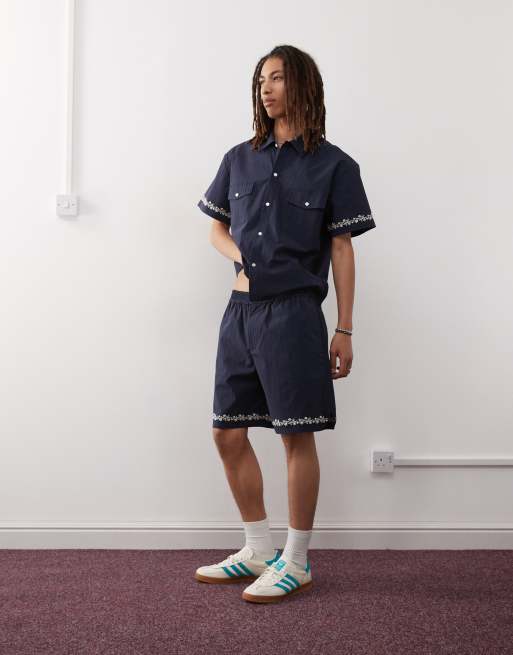 Prohibited western seersucker short sleeve shirt in navy (part of a set), 3 of 4