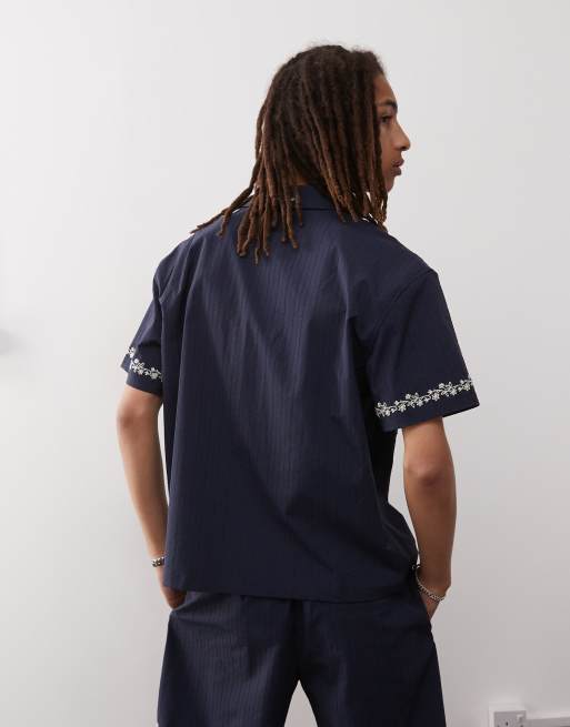 Prohibited western seersucker short sleeve shirt in navy (part of a set), 4 of 4